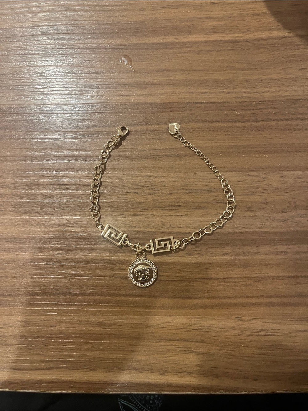 Gold Medallion Chain Bracelet for Women - Polished Gold Tone